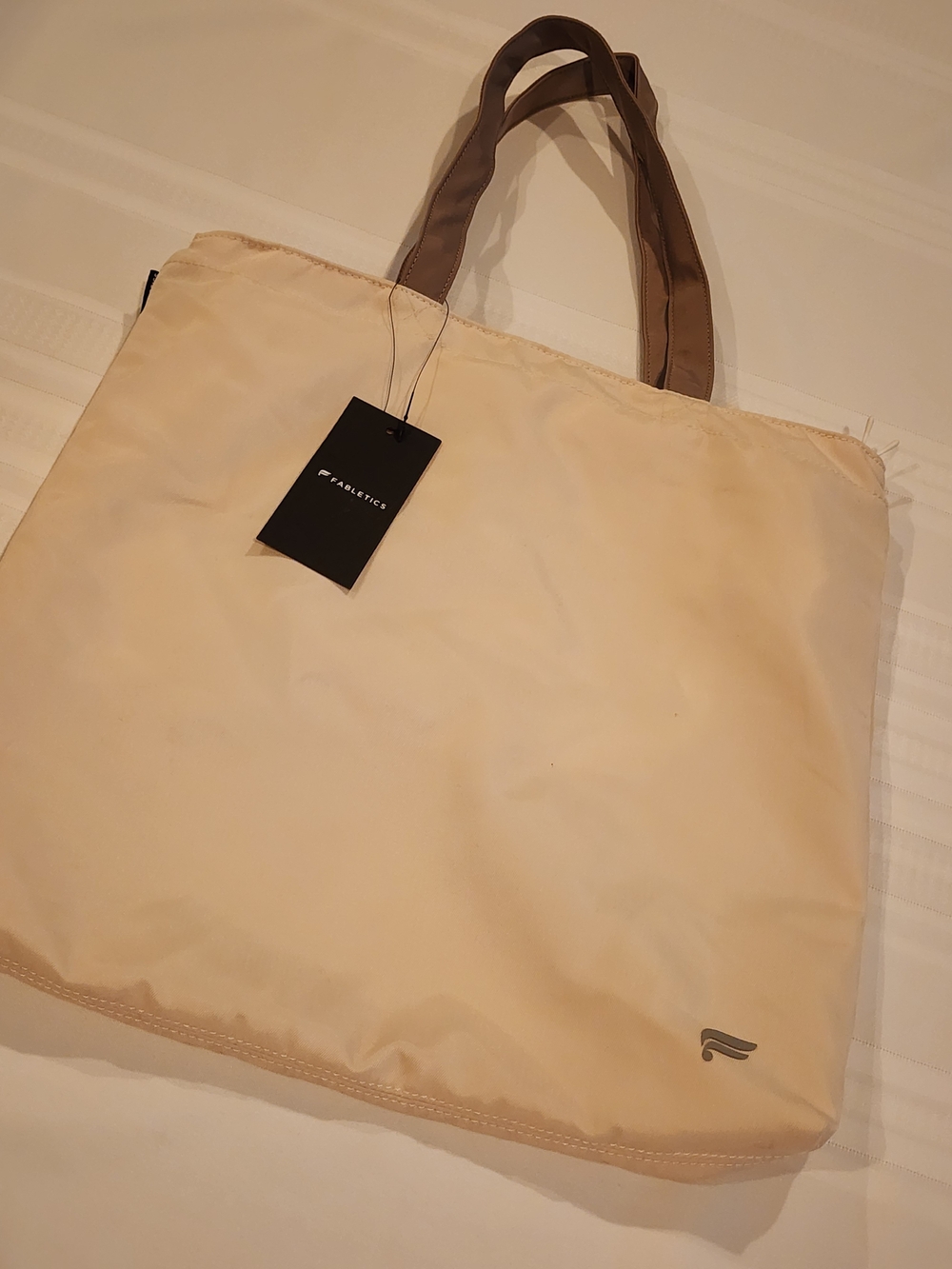 Light Beige Tote with Taupe Handles —